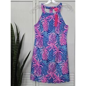 Lilly Pulitzer L121015 Kids Multi Sophelia Shift Dress Scalloped Hem Size 16